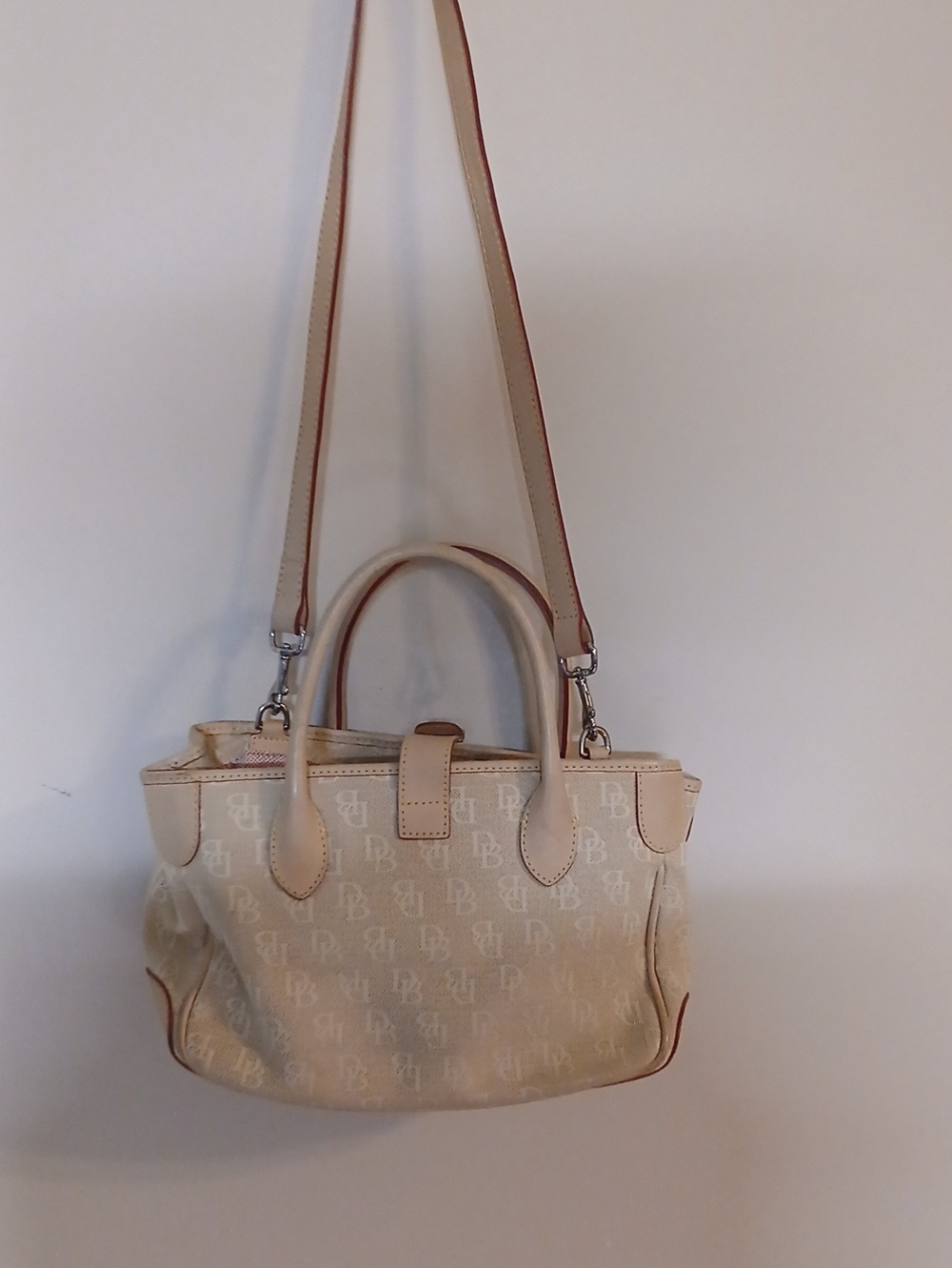 Beige Designer Monogram Canvas Tote Bag - Brand Unspecified